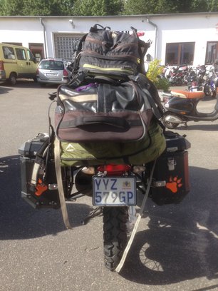 The bike of Igor Epof with a South African plate